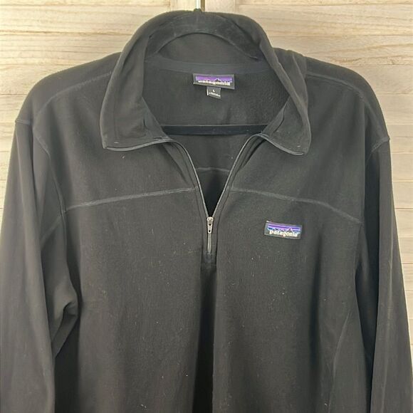 Patagonia Black Quarter-Zip 1/4 Zip Fleece Pullover Large - Picture 2 of 7